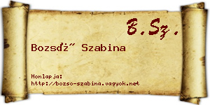Bozsó Szabina névjegykártya