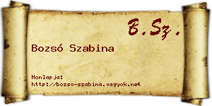 Bozsó Szabina névjegykártya